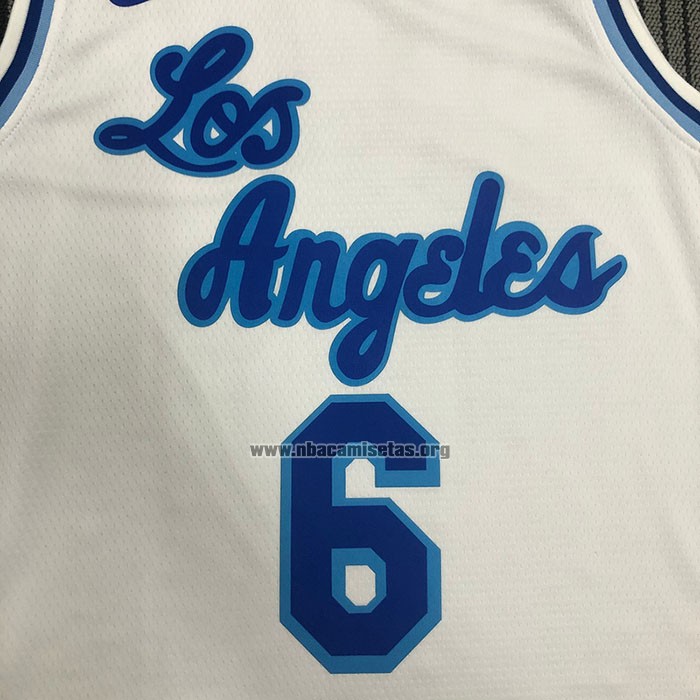 Camiseta Los Angeles Lakers LeBron James NO 6 Classic 2019-20 Blanco